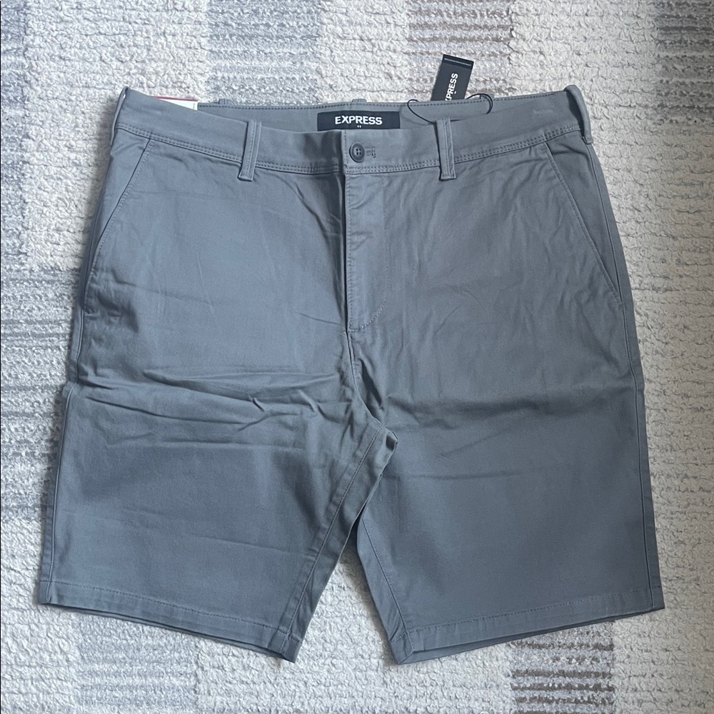 Express Men's Charcoal Flat Front Shorts